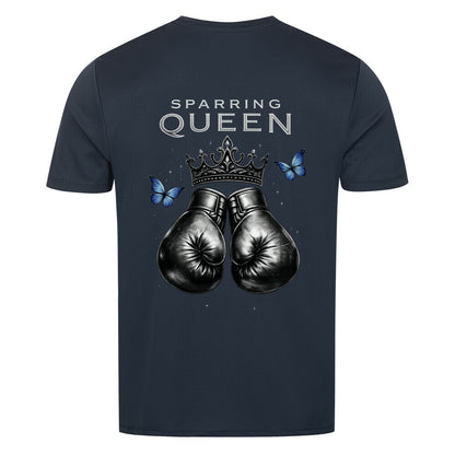 Sport T-Shirt Alpha Priceless Sparring Queen - PerformX Tee mit Boxhandschuhen und Krone auf dem Rücken.
