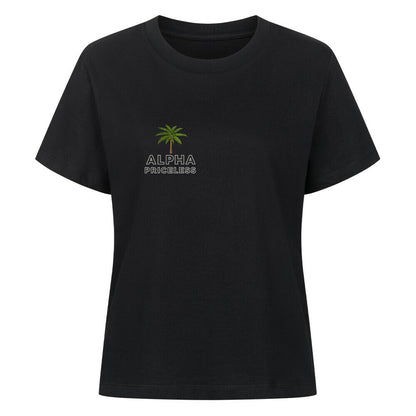 Dont break my vibes - Classic Alpha Priceless schwarzes T-Shirt mit grünem Palmendesign