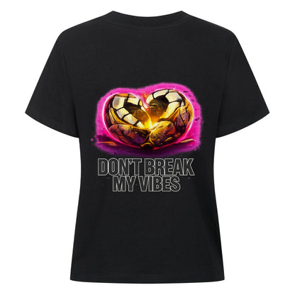 Dont break my vibes - Classic Alpha Priceless T-Shirt mit grafischem Herzdesign auf schwarzem Hintergrund.