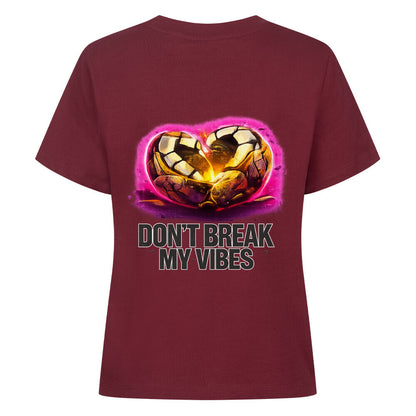 Dont break my vibes - Classic Alpha Priceless Shirt in maroon with graphic design.