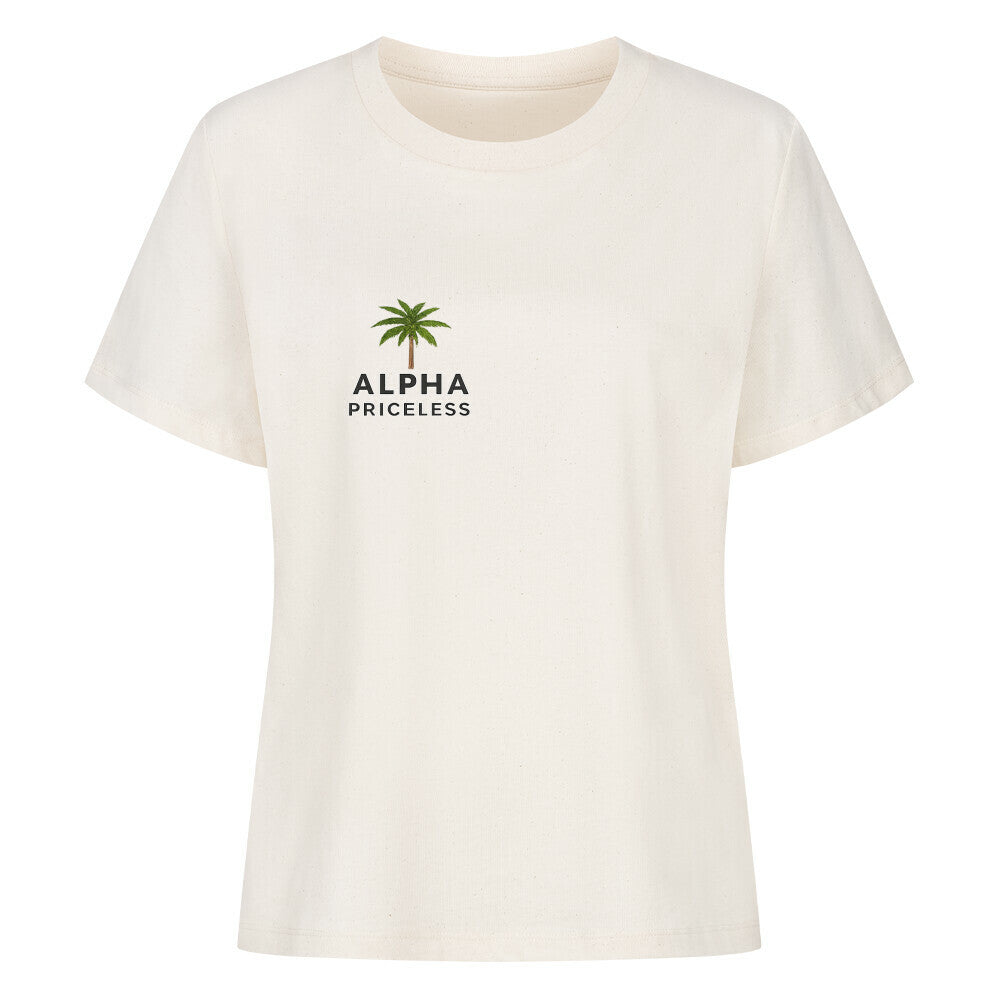 Dont break my vibes - Classic Alpha Priceless T-Shirt in cream with palm tree logo.