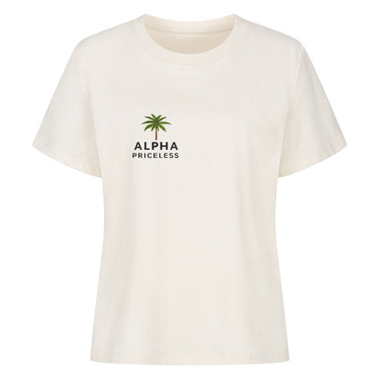 Dont break my vibes - Classic Alpha Priceless T-Shirt in cream with palm tree logo.