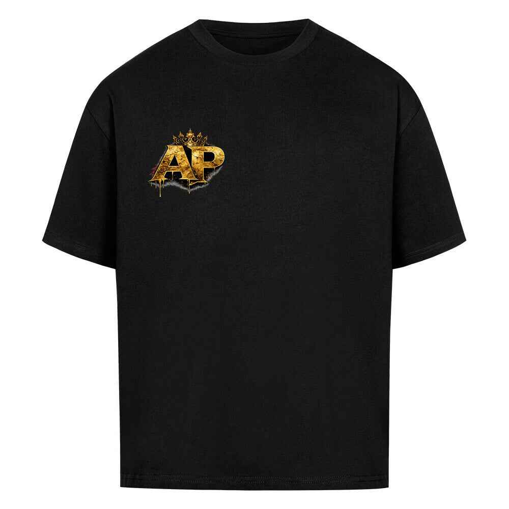 Alpha Priceless Oversized Tee - Built for Discipline. Made to Dominate - schwarzes T-Shirt mit goldenen AP-Logo.