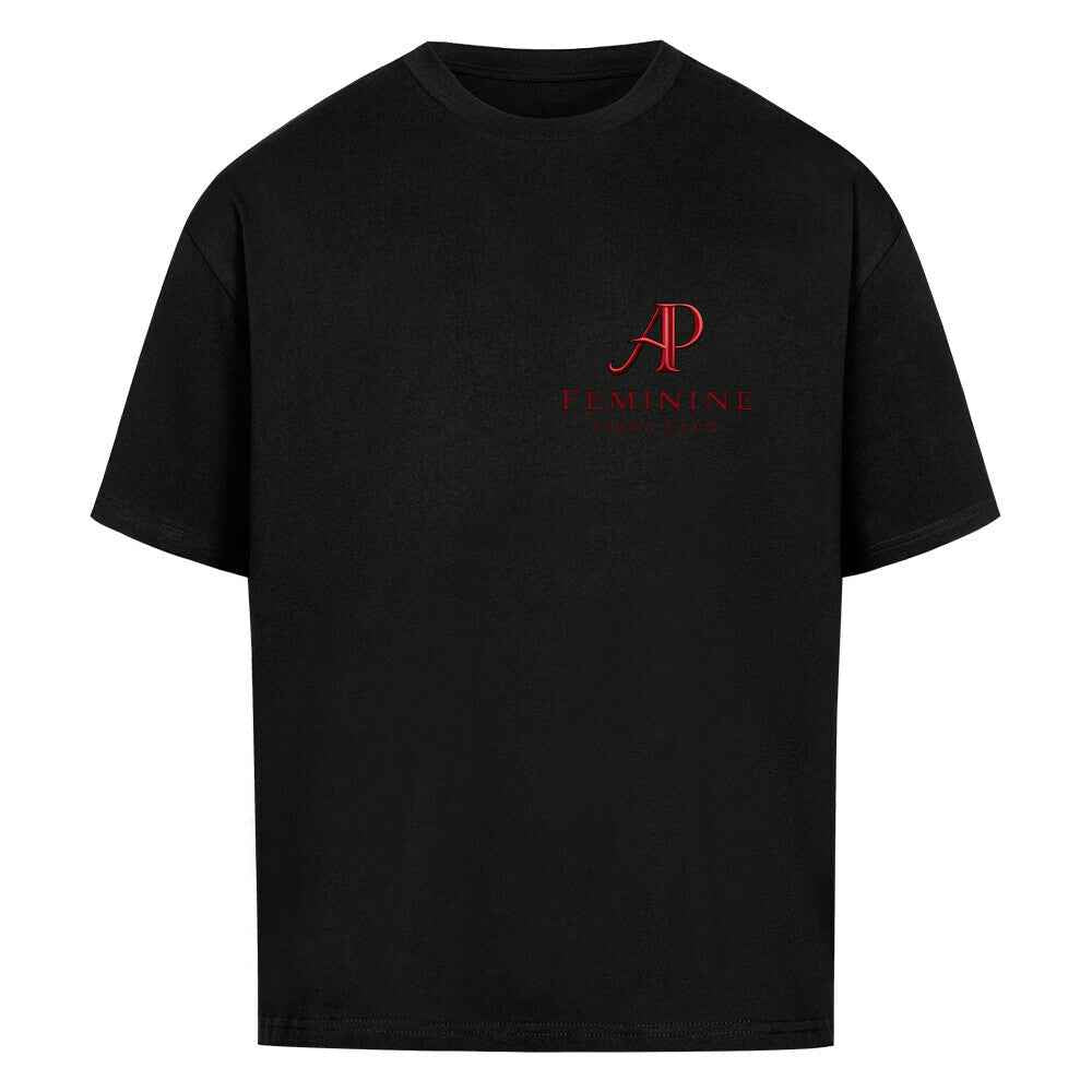 Women’s Boxing Oversized T-Shirt - Alpha Priceless Feminine Fight Club in black with red logo.