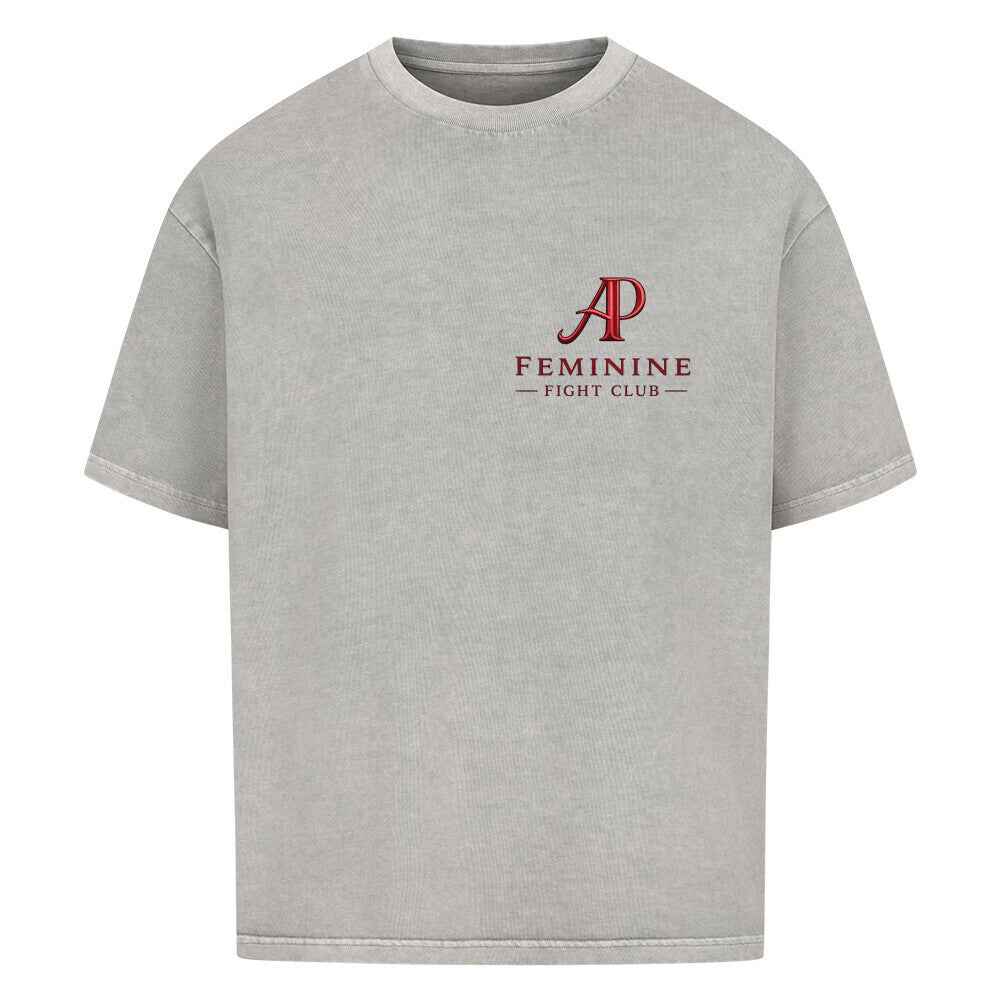 Women’s Boxing Oversized T-Shirt - Alpha Priceless Feminine Fight Club in grau mit rotem Logo