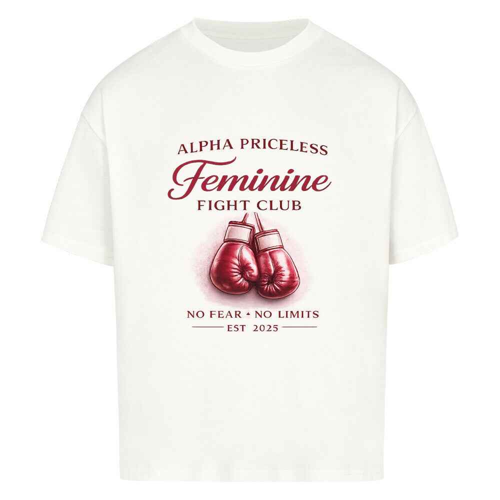 Alpha Priceless - No Fear No Limits Women’s Oversized Shirt mit Boxhandschuhen in Weiß