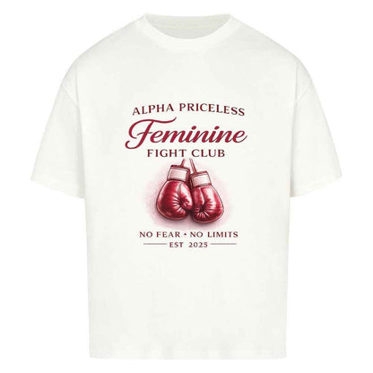 Alpha Priceless - No Fear No Limits Women’s Oversized Shirt mit Boxhandschuhen in Weiß