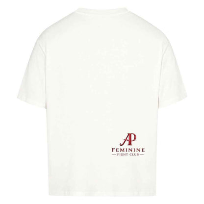 Alpha Priceless - No Fear No Limits Women’s Oversized Shirt, Rückansicht mit AP Feminine Fight Club Logo.