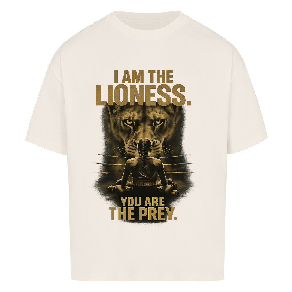 VACANCY Oversized Shirt Lioness Mentality mit kraftvollem Löwenmotiv und inspirierendem Text.